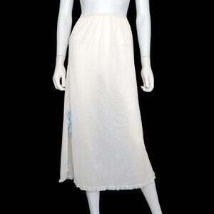 Sears Vintage Lace Trim Blue Bows Half Slip Midi Retro Lingerie Skirt Small/Med